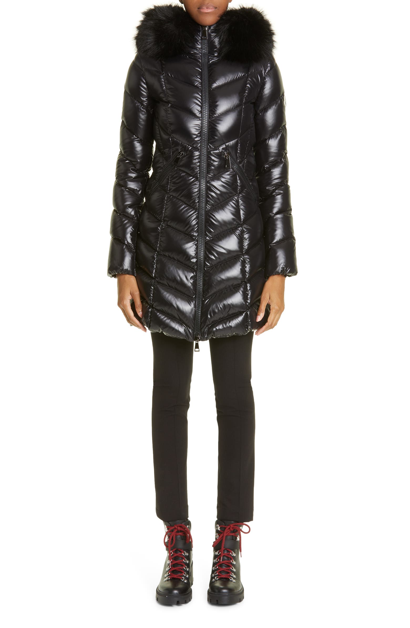 Moncler Fulmarre Quilted Down Coat with Faux Fur Trim | Nordstrom