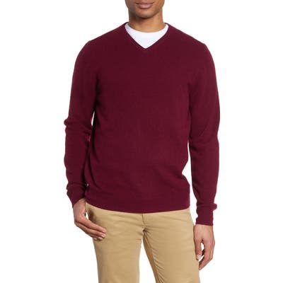 Nordstrom Shop Cashmere V-Neck Sweater, Burgundy