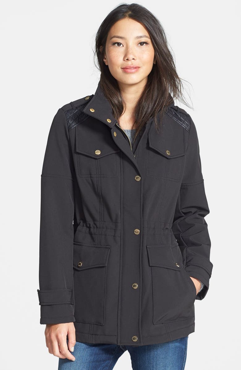 MICHAEL Michael Kors Faux Leather Detail Anorak with Stowaway Hood ...