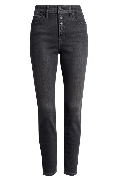 Good American Good Legs Button Fly Crop Straight Leg Jeans In Black62