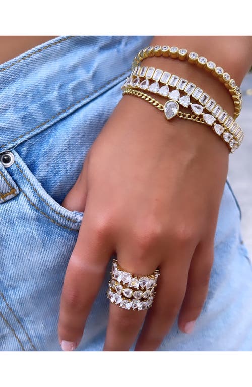 Shymi Fancy Shape Cubic Zirconia Curb Chain Bracelet In Gold/white/pear Cut