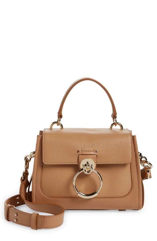 Shop Chloé Mini Tess Leather & Suede Top Handle Bag In Light Tan