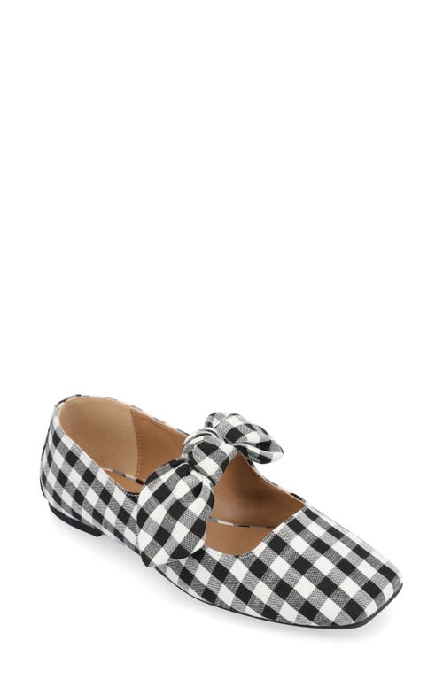 Journee Collection Women's Seralinn Bow Square Toe Flats In Plaid/black