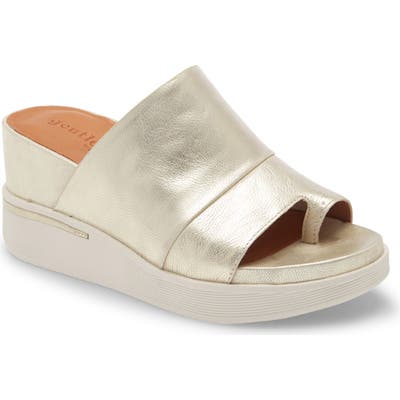 Gentle Souls By Kenneth Cole Gisele Platform Wedge Slide Sandal, Ivory