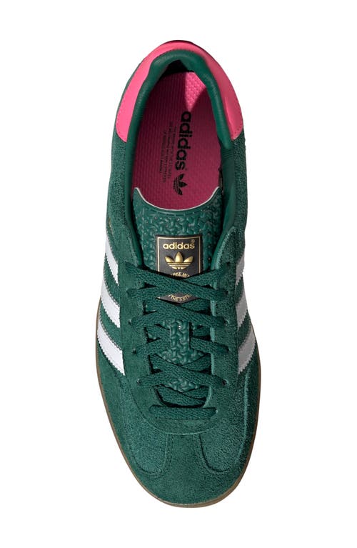 Shop Adidas Originals Adidas Gazelle Indoor Sneaker In Green/white/lucid Pink