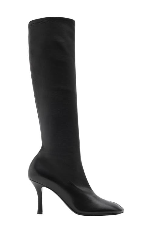 Shop Burberry Baby Knee High Leather Boot In Black