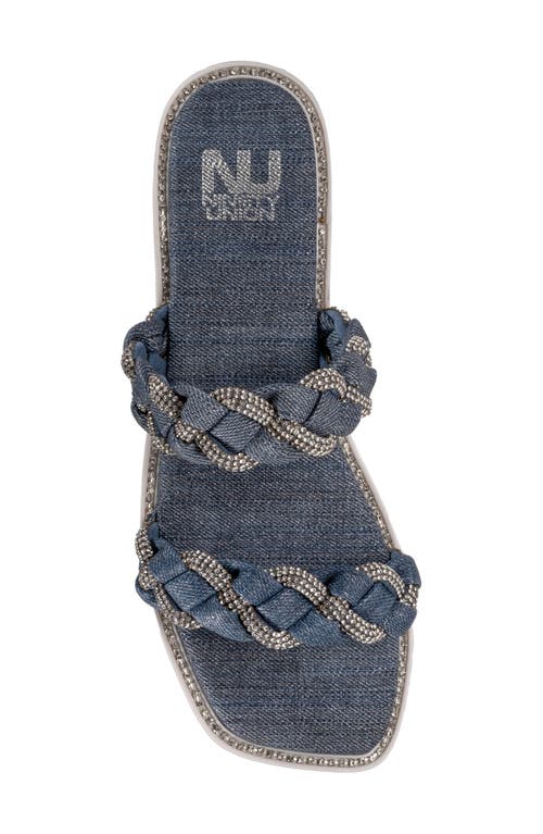 Ninety Union Sunny Embellished Slide Sandal In Blue Denim