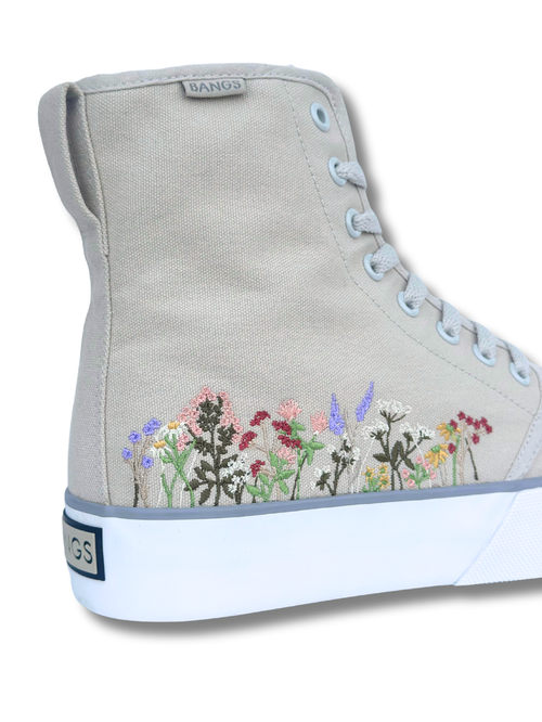 Bangs Shoes Wildflower Wanderer Platform High Tops In Light Grey
