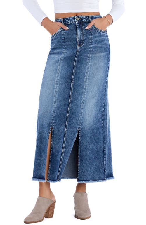 WASH LAB DENIM WASH LAB DENIM DOUBLE FRONT SLIT DENIM MAXI SKIRT
