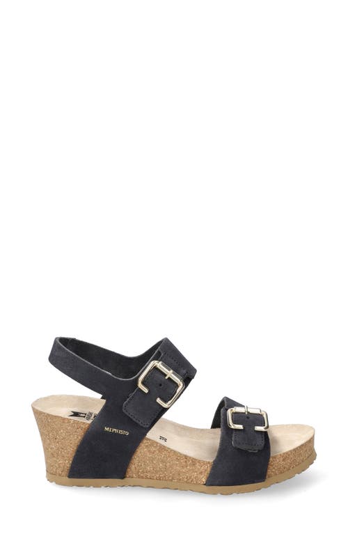 Mephisto Lissandra Platform Wedge Sandal In Deep Blue