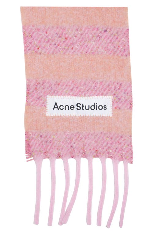 Shop Acne Studios Vonkey Stripe Alpaca, Wool & Silk Blend Fringe Scarf In Bright Pink/old Pink