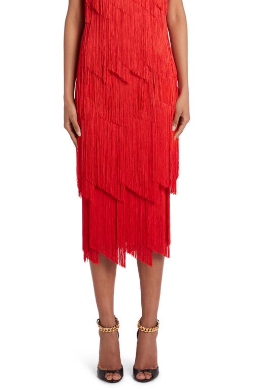 TOM FORD Fringe Pencil Skirt Candy Red at Nordstrom,