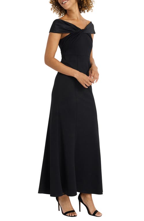 Maggy London Twist Front Off The Shoulder Gown In Black