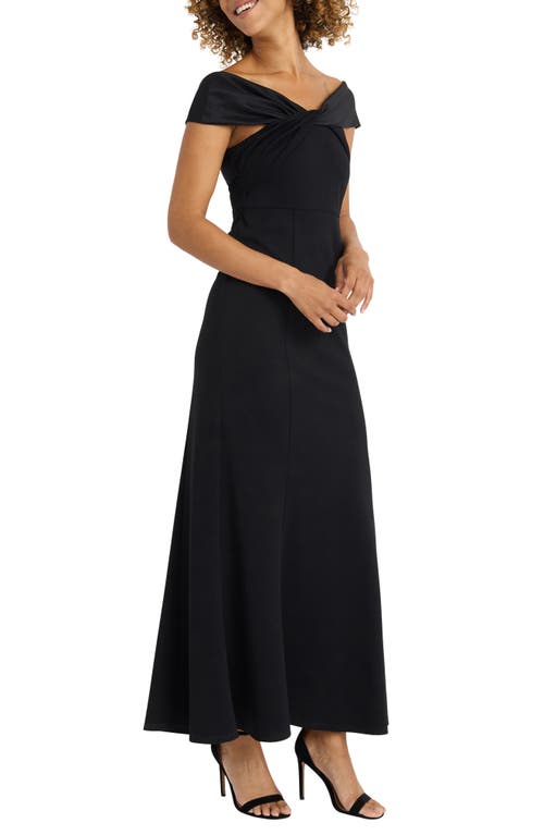 Shop Maggy London Twist Front Off The Shoulder Gown In Black