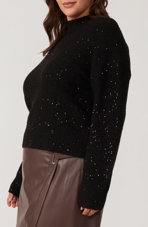 Shop Estelle Night Sparkle Sequin Mock Neck Sweater In Black/metallic