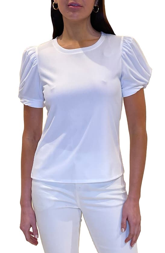 Jaclyn Smith Puff Sleeve Top In Bright White