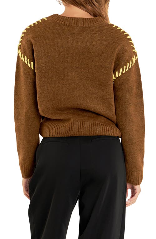 Shop English Factory Whipstitch Sweater In Camel/yellow