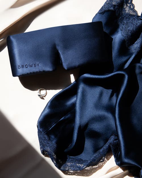 Drowsy Sleep Co . Silk Sleep Mask In Midnight Blue