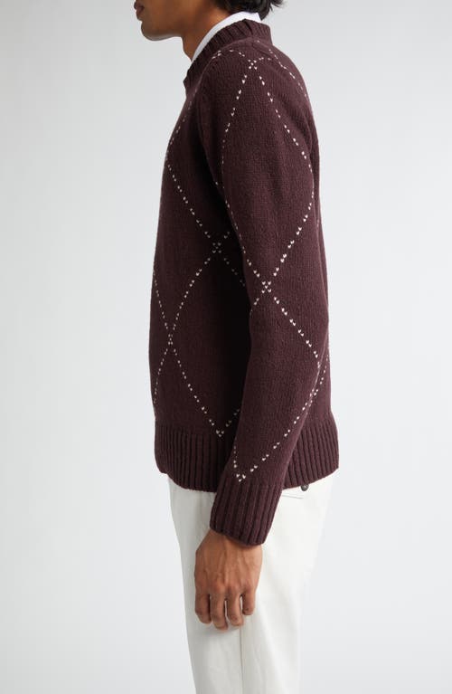 Shop Eleventy Argyle Wool Crewneck Sweater In Barolo Sand