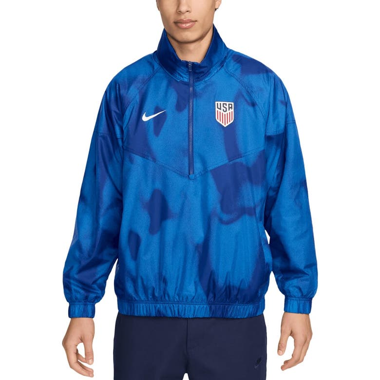 Shop Nike Royal Usmnt Windrunner Anorak Half-zip Jacket
