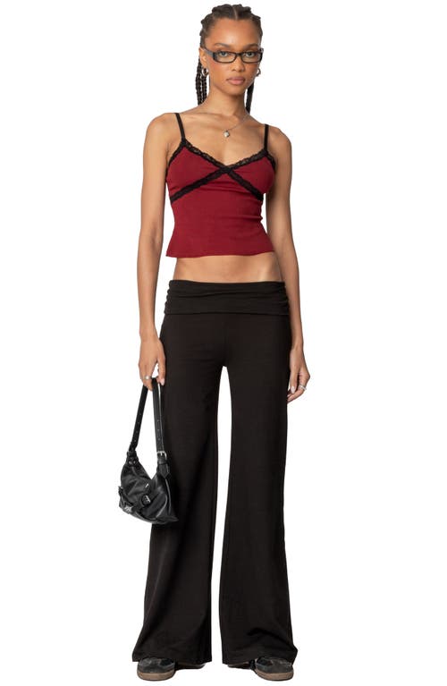 Shop Edikted Lena Lace Trim Crop Camisole In Burgundy