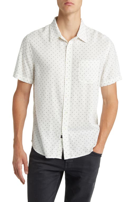 Rails Carson Diamond Print Short Sleeve Linen Blend Button-Up Shirt in Black Diamond Print White at Nordstrom, Size Small