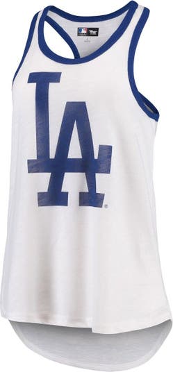 Women's G-III 4Her by Carl Banks White Los Angeles Dodgers Tater Racerback Tank  Top