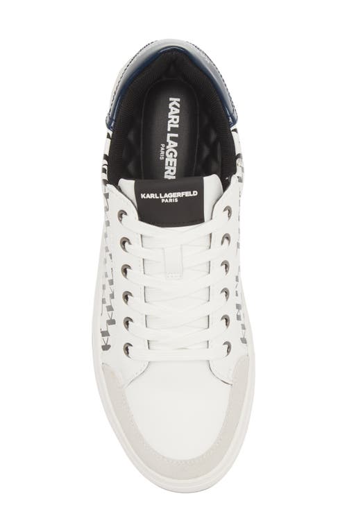 Karl Lagerfeld Paris Logo Sawtooth Sneaker In White