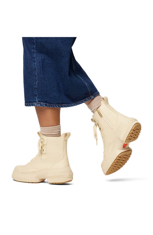 Sorel Ona Ave Waterproof Leather Lace-up Boots In Honey White/sea Salt