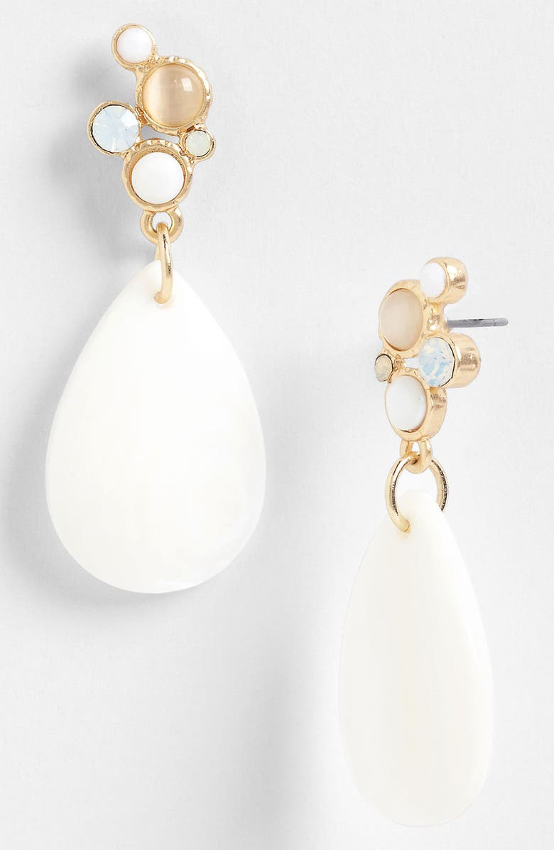 NORDSTROM 'Santorini' Teardrop Earrings, Main, color, WHITE MULTI/ WORN GOLD