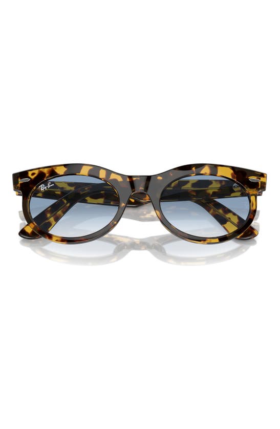 Ray Ban Wayfarer Oval Sunglasses Yellow Havana Frame Blue Lenses 53-22 In Mustard