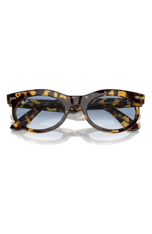 Ray Ban Wayfarer Oval Sunglasses Yellow Havana Frame Blue Lenses 53-22 In Mustard