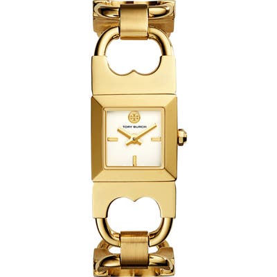Tory Burch Double T Link Bracelet Watch, 1m