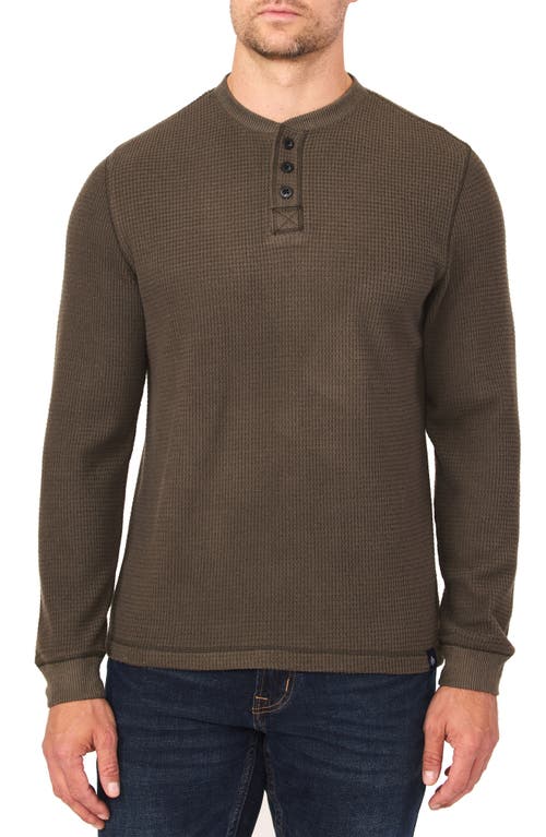 The Fireside Waffle Knit Henley in Olive