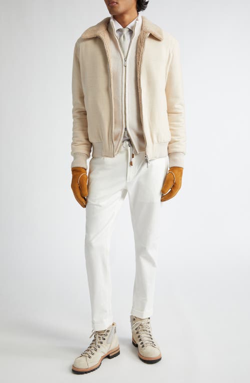 ELEVENTY ELEVENTY BOILED WOOL & GENUINE SHEARLING BOMBER JACKET