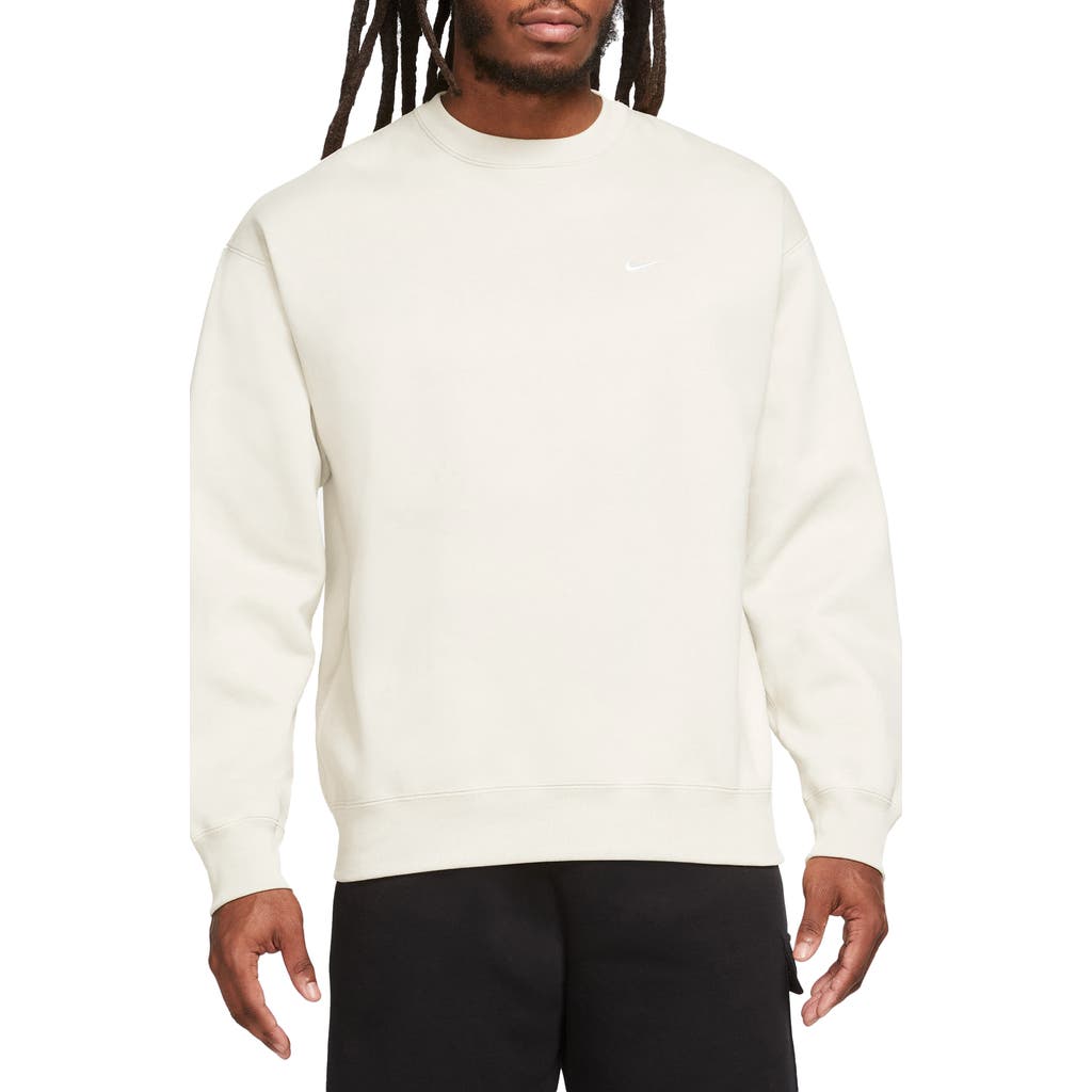 Nike Solo Swoosh Oversize Crewneck Sweatshirt In Sail/white