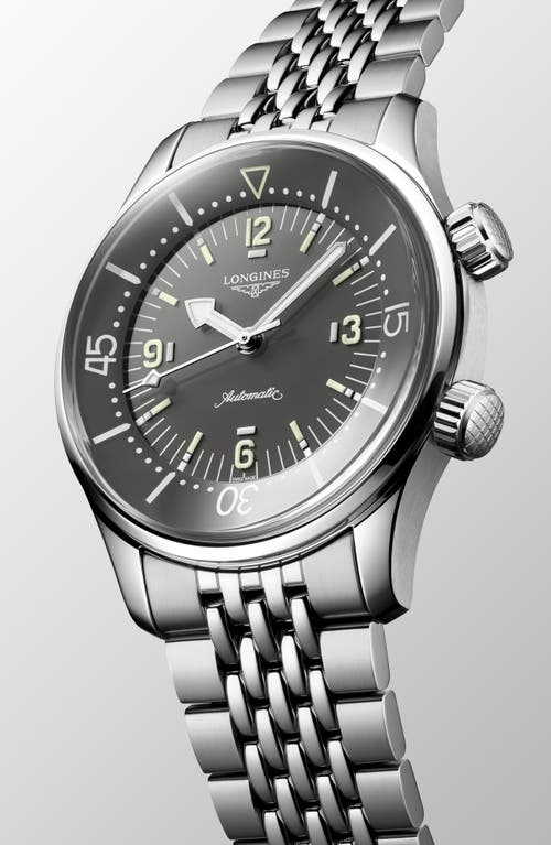 Shop Longines Legend Diver Bracelet Watch, 39mm In Silver/grey