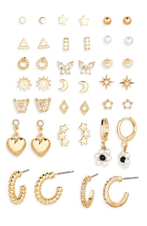 BP. Set of 20 Earrings in Gold- White Crystal 