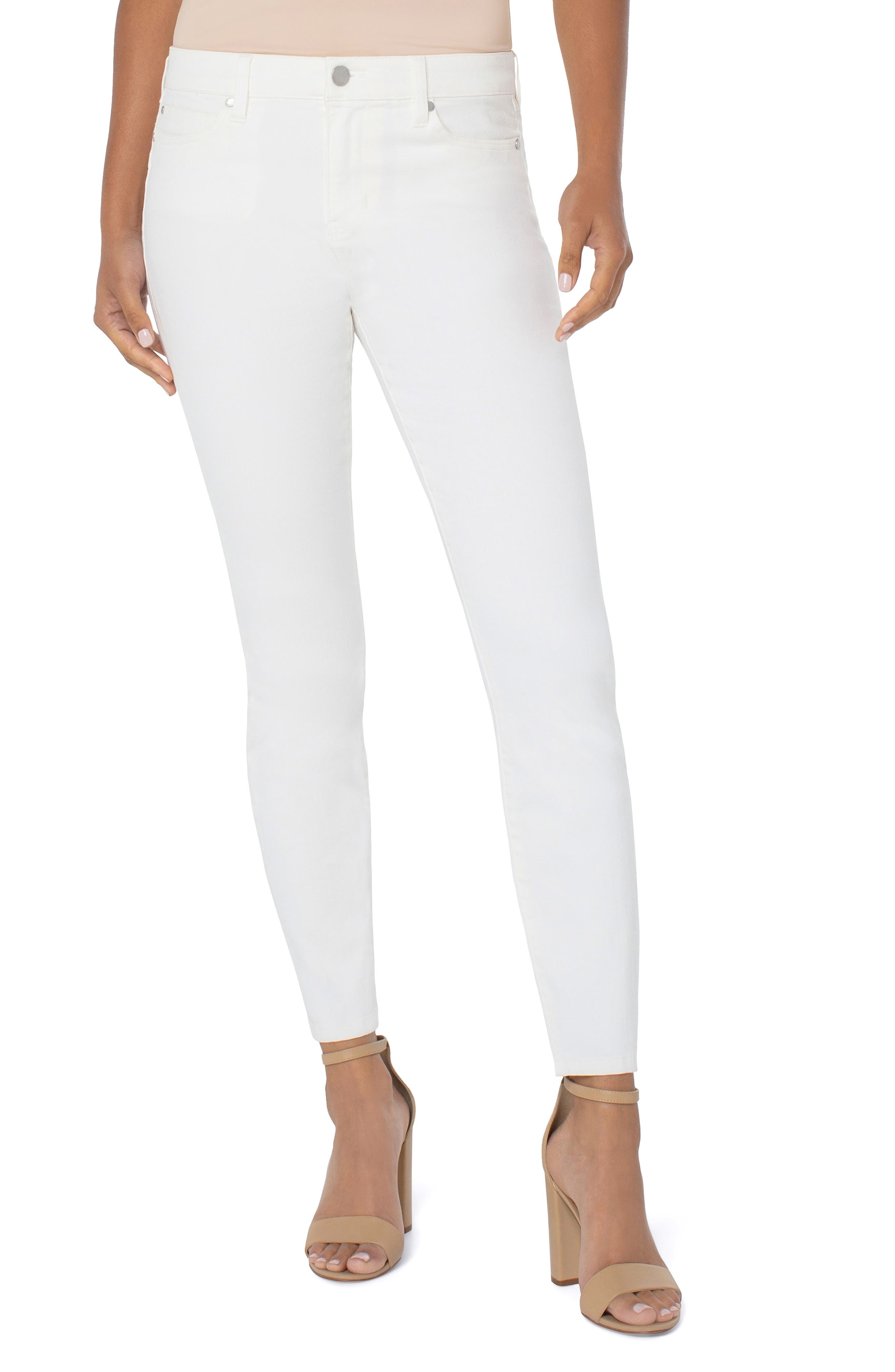 branded white jeans