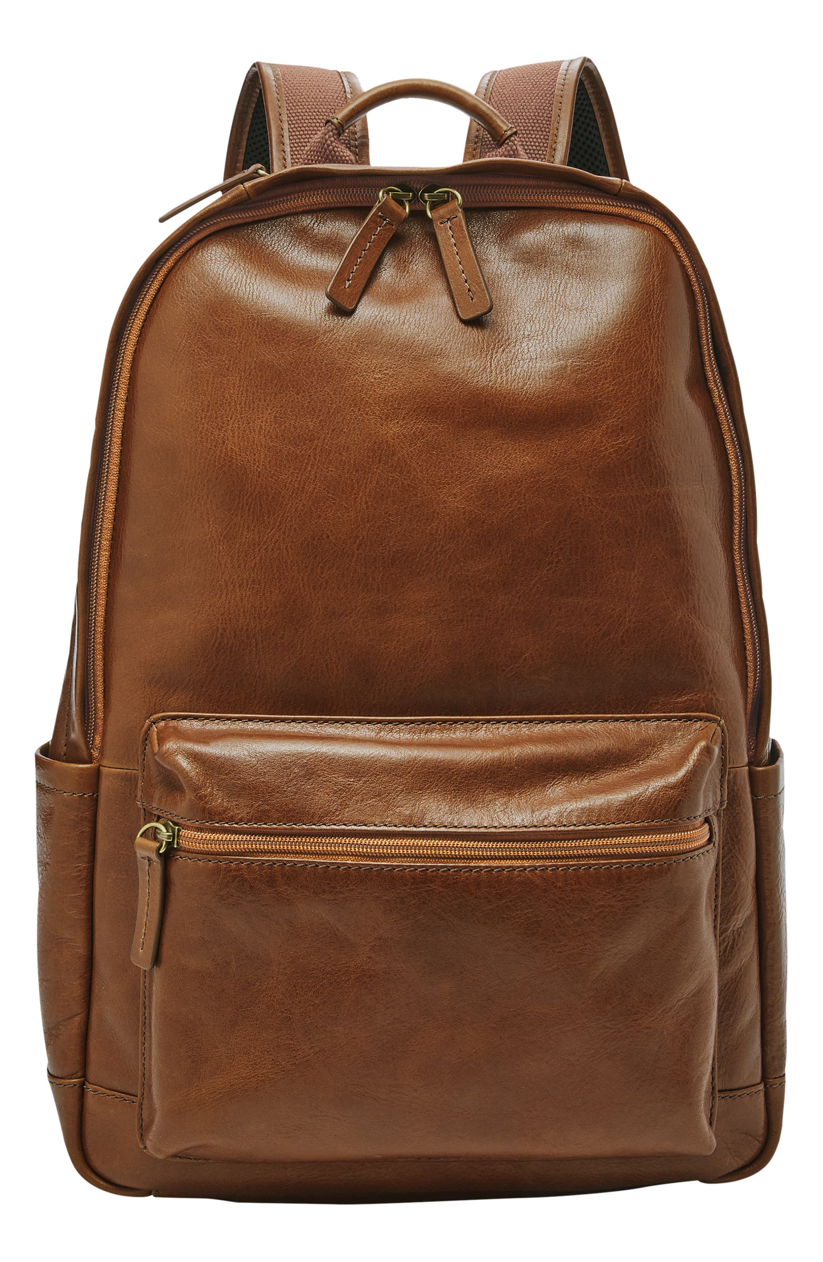 fossil backpack leather