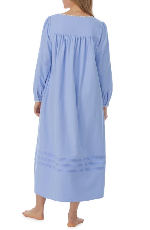 Shop Eileen West Long Sleeve Cotton Flannel Ballet Nightgown In Blue