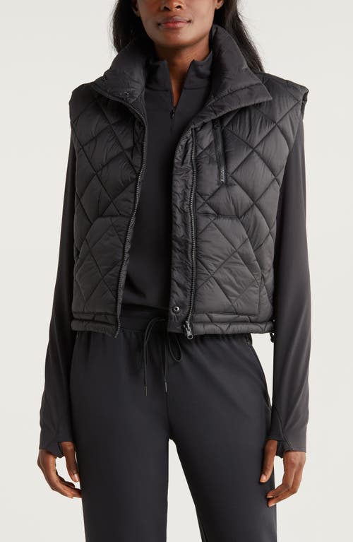 Shop Zella Reversible Quilted Nylon Puffer Vest In Black