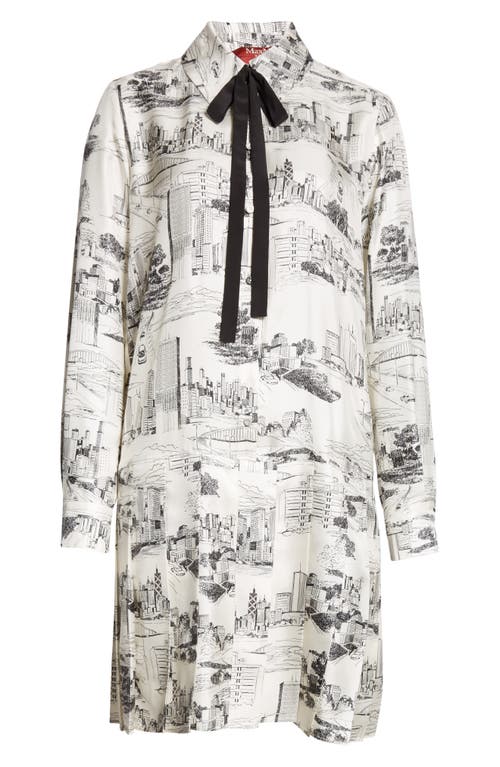 Shop Max Mara Studio Bath City Print Long Sleeve Silk Shirtdress In White