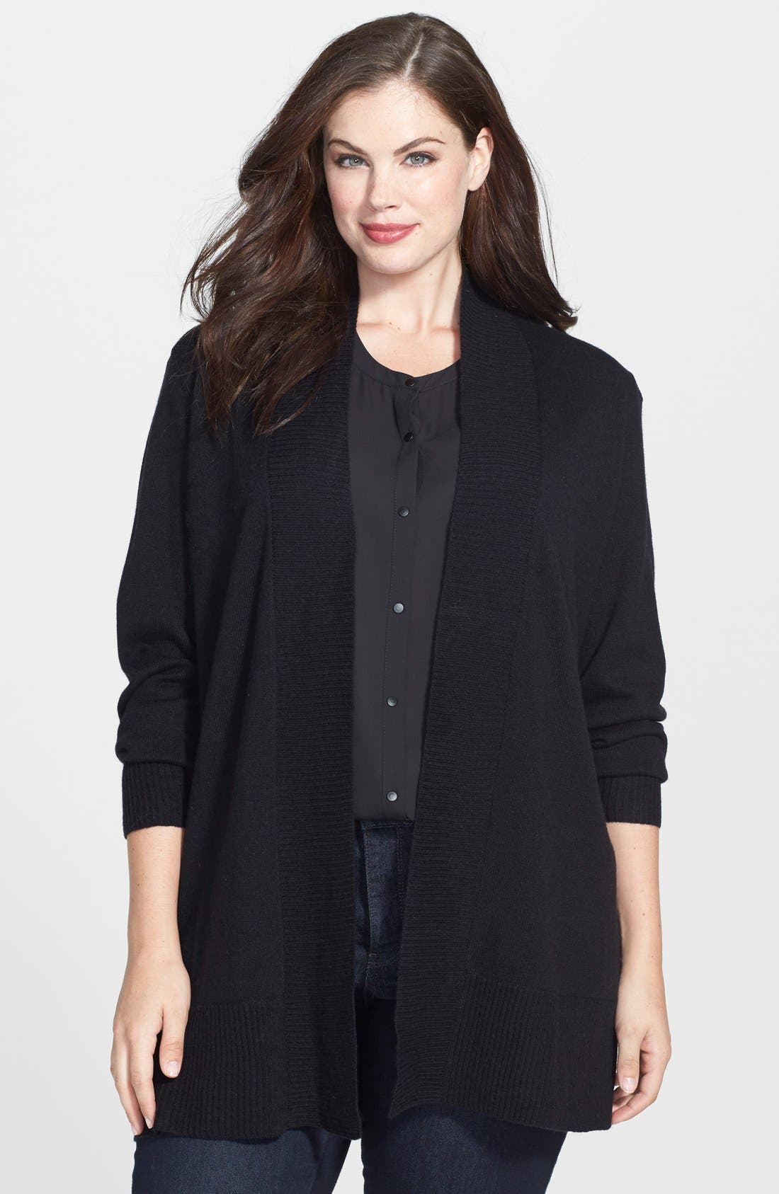Sejour Wool & Cashmere Open Cardigan (Plus Size) Nordstrom