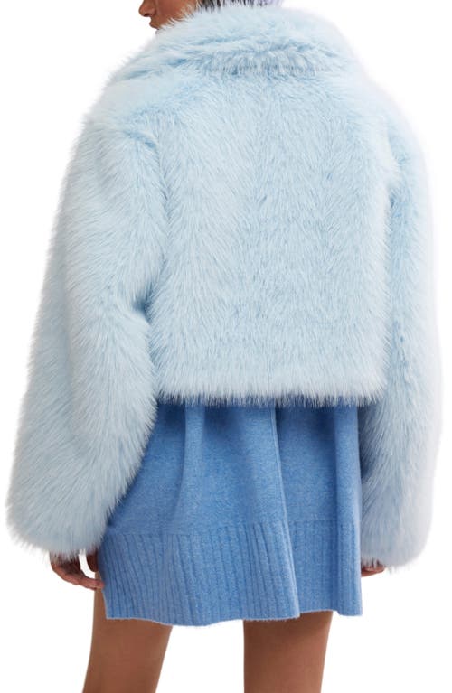 Shop Free People Paris Cropped Faux Fur Jacket In Ice Water