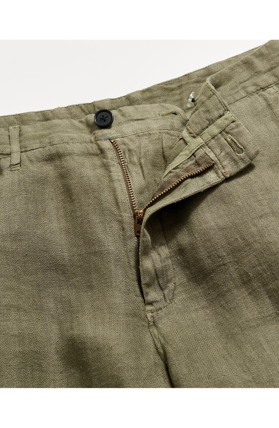 Shop Billy Reid Moore Flat Front Linen Shorts In Olive