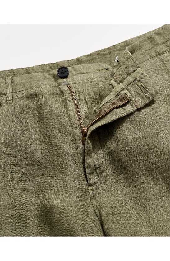 Billy Reid Moore Linen Shorts In Olive