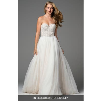 Watters Rosina Embellished Strapless Lace & Tulle A-Line Gown