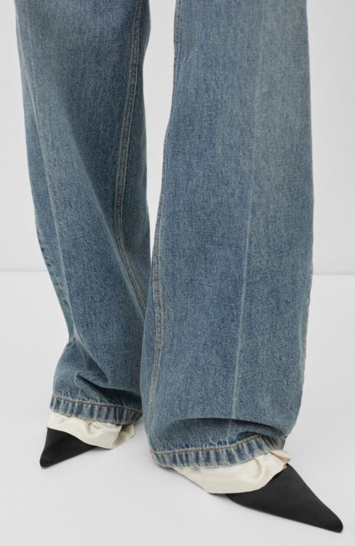 Shop Mango Odette Wide Leg Jeans In Medium Blue