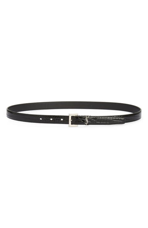 Monogram Leather Belt in Black - Saint Laurent